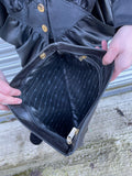 Vintage Large Black Soft Leather Clutch Bag.