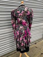 1980s Self Floral Shimmer Bustle Silk Shift Dress. UK 10.