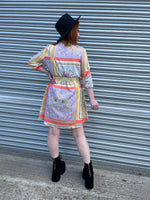 Pastel Brocade Stripes Mini Dress. UK 12-16.